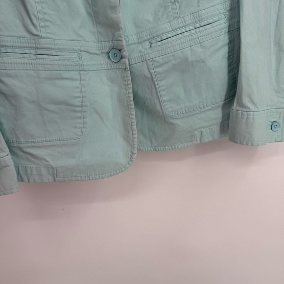 Talbots Womens Jacket Green High Collar Buttons Pockets Cotton Size 16W - Picture 5 of 8